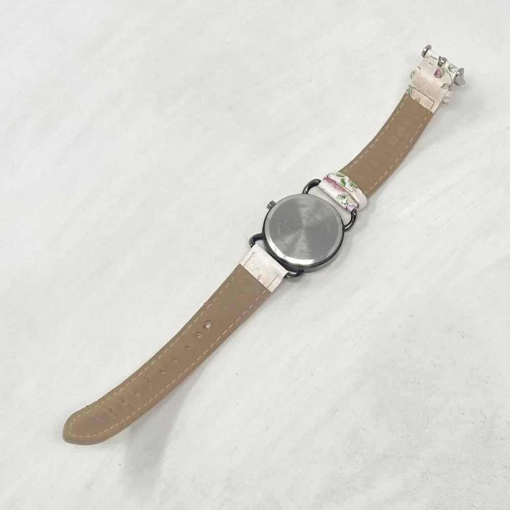 Decree Womens Watch 30mm Silver Tone Gunmetal Floral Spring New Battery 8.5